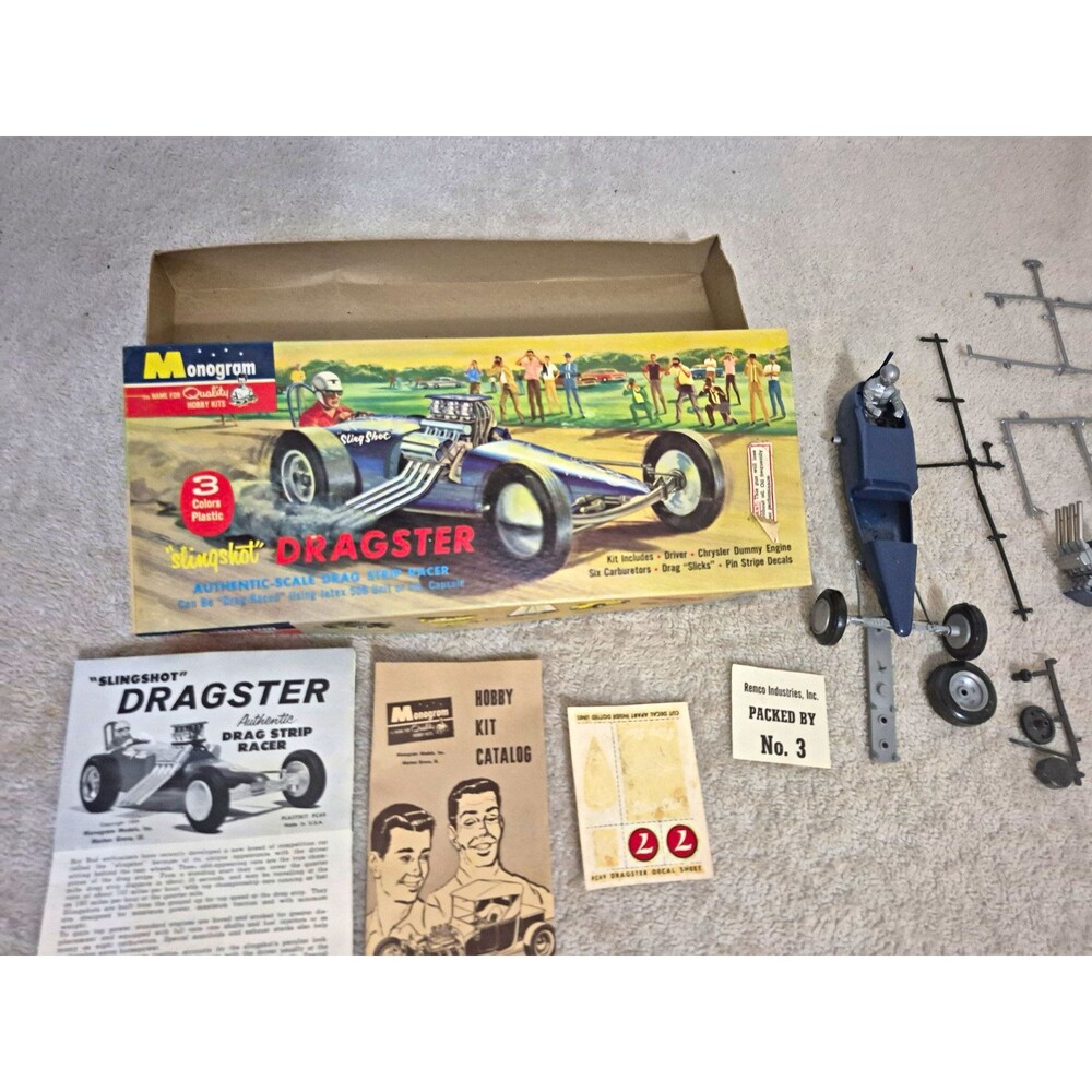 1959 Monogram Slingshot Dragster PC49-98 Vintage Model Kit instructions Parts